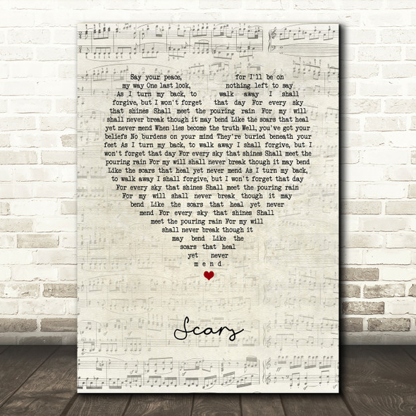 Black Label Society Scars Script Heart Song Lyric Wall Art Print