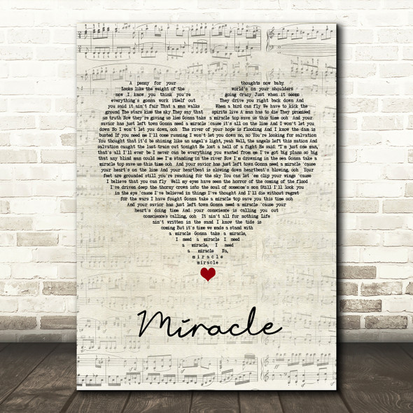 Bon Jovi Miracle Script Heart Song Lyric Wall Art Print