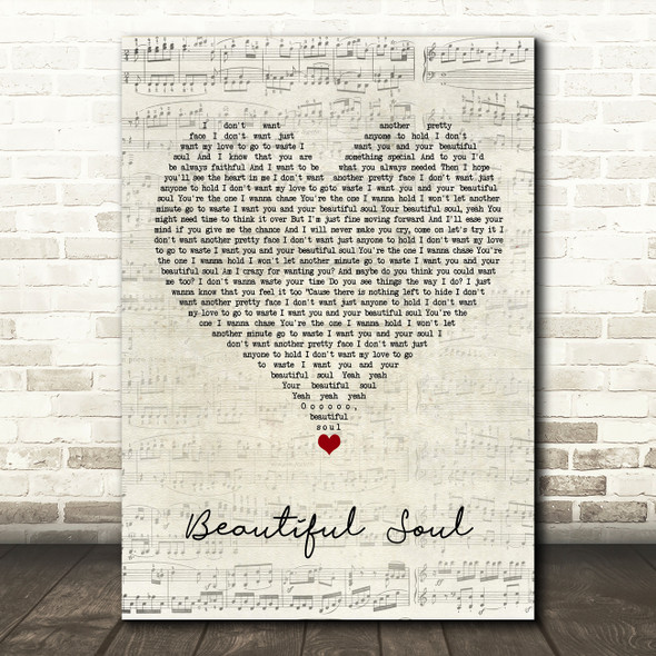 Boyce Avenue Beautiful Soul Script Heart Song Lyric Wall Art Print