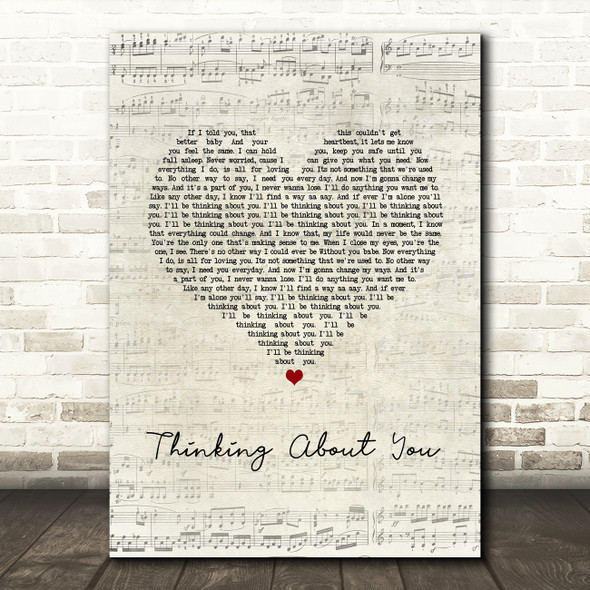 Calvin Harris Thinking About You Script Heart Song Lyric Wall Art Print