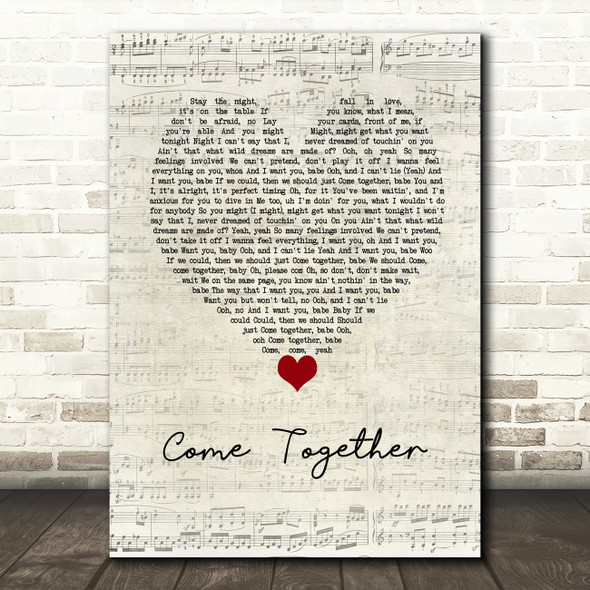 Chris Brown Come Together Script Heart Song Lyric Wall Art Print