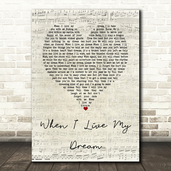 David Bowie When I Live My Dream Script Heart Song Lyric Wall Art Print