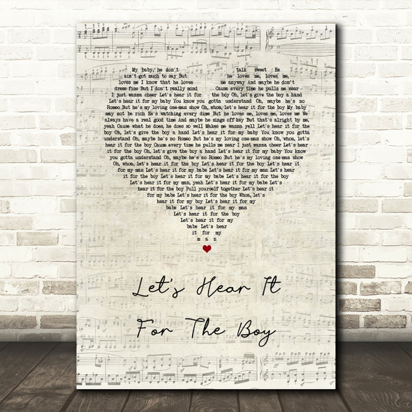 Deniece Williams Let's Hear It For The Boy Script Heart Song Lyric Wall Art Print