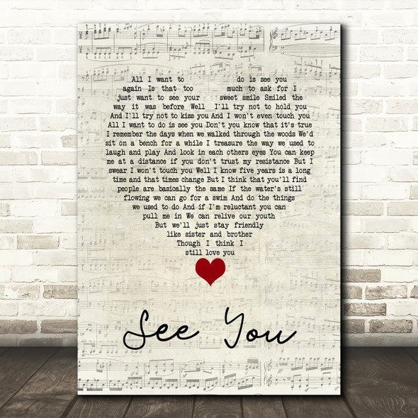 Depeche Mode See You Script Heart Song Lyric Wall Art Print