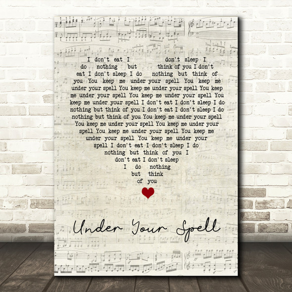 Desire Under Your Spell Script Heart Song Lyric Wall Art Print