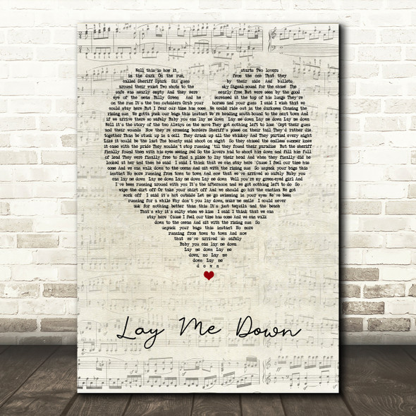 Dirty Heads Lay Me Down Script Heart Song Lyric Wall Art Print