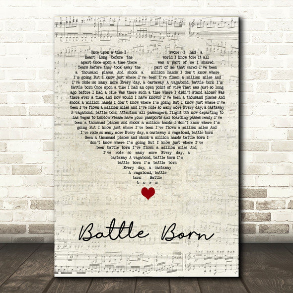 Five Finger Death Punch Battle Born Script Heart Song Lyric Wall Art Print