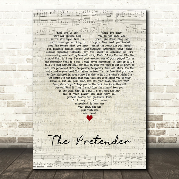 Foo Fighters The Pretender Script Heart Song Lyric Wall Art Print