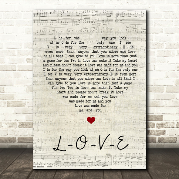Frank Sinatra L-O-V-E Script Heart Song Lyric Wall Art Print
