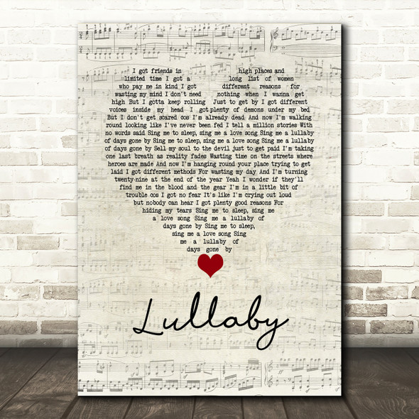 Gerry Cinnamon Lullaby Script Heart Song Lyric Wall Art Print