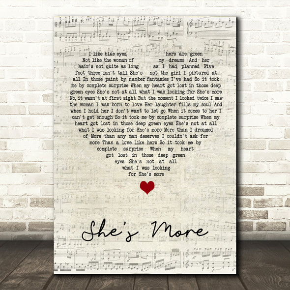 Andy Griggs She's More Script Heart Song Lyric Wall Art Print