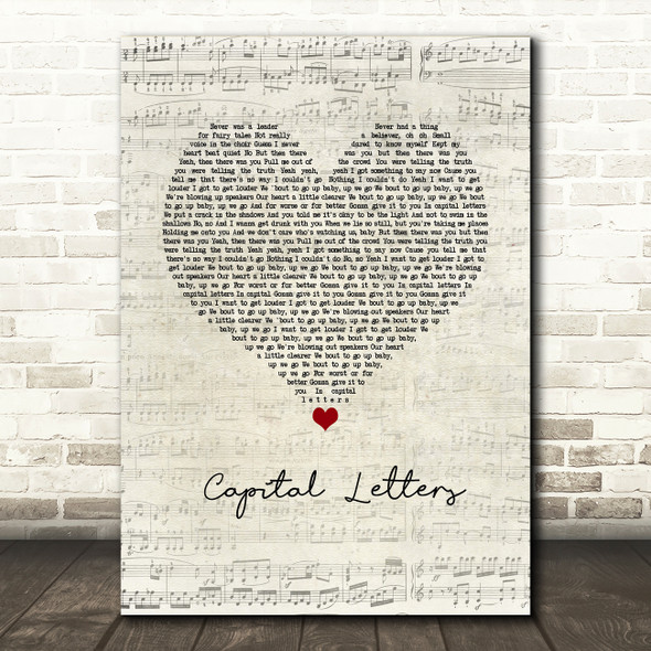 Hailee Steinfeld & Bloodpop Capital Letters Script Heart Song Lyric Wall Art Print