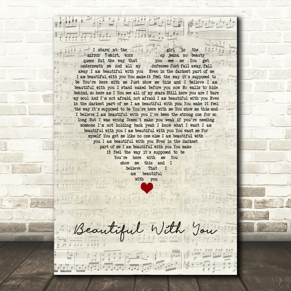 Halestorm Beautiful With You Script Heart Song Lyric Wall Art Print