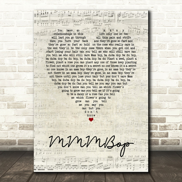 Hanson MMMBop Script Heart Song Lyric Wall Art Print