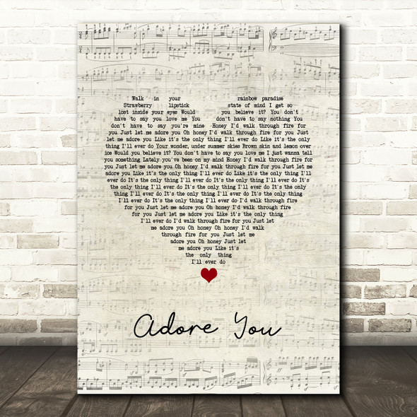 Harry Styles Adore You Script Heart Song Lyric Wall Art Print