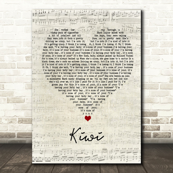 Harry Styles Kiwi Script Heart Song Lyric Wall Art Print
