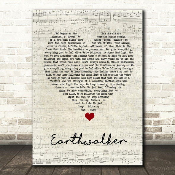 In Hearts Wake Earthwalker Script Heart Song Lyric Wall Art Print