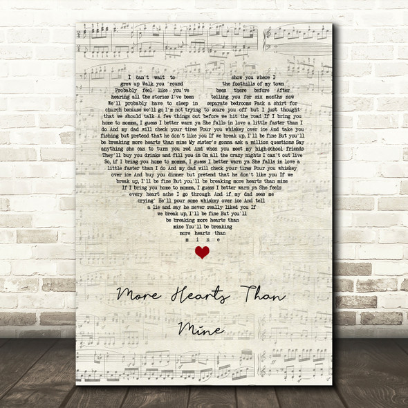 Ingrid Andress More Hearts Than Mine Script Heart Song Lyric Wall Art Print