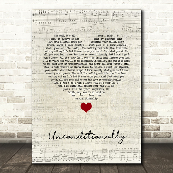 James Arthur Unconditionally Script Heart Song Lyric Wall Art Print