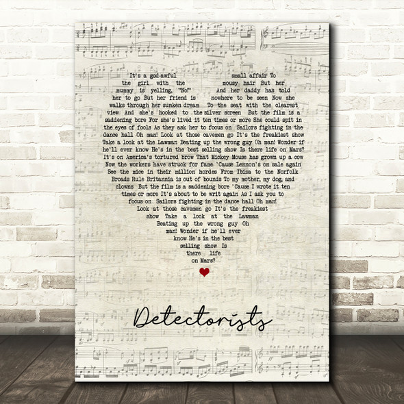Johnny Flynn Detectorists Script Heart Song Lyric Wall Art Print