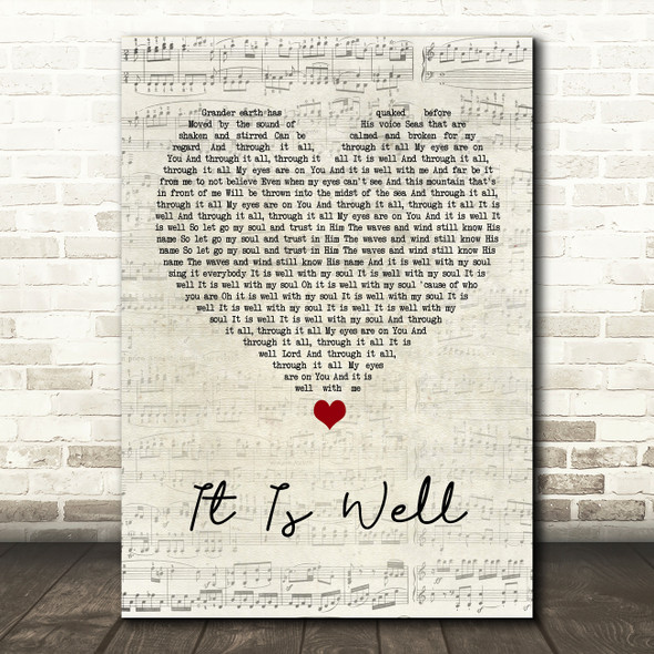 Kristene DiMarco It Is Well Script Heart Song Lyric Wall Art Print