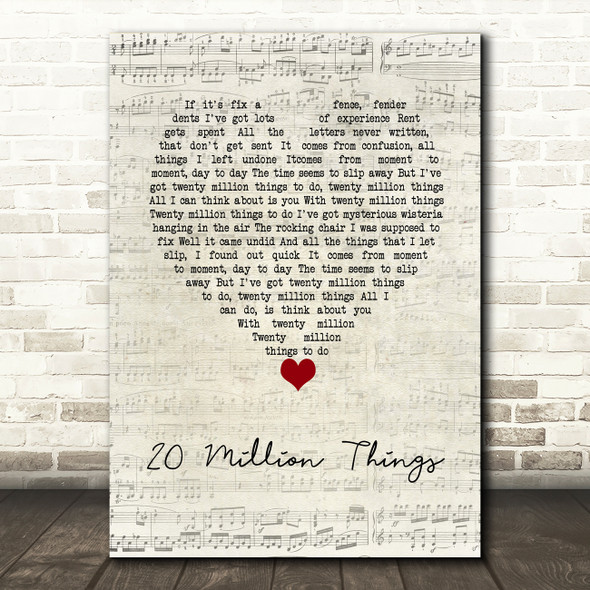Lowell George 20 Million Things Script Heart Song Lyric Wall Art Print