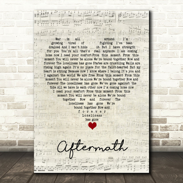 Muse Aftermath Script Heart Song Lyric Wall Art Print