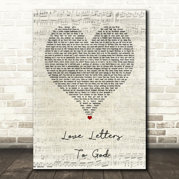 Nahko And Medicine For The People Love Letters To God Script Heart Song Lyric Wall Art Print
