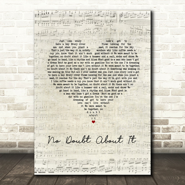 Neal McCoy No Doubt About It Script Heart Song Lyric Wall Art Print