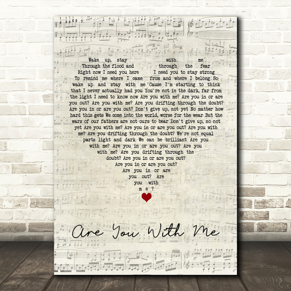 Nilu Are You With Me Script Heart Song Lyric Wall Art Print