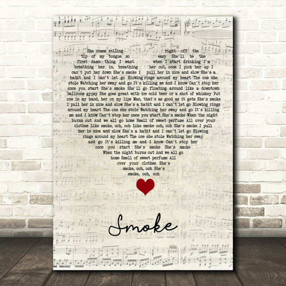 A Thousand Horses Smoke Script Heart Song Lyric Quote Music Print