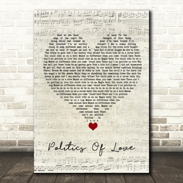 Alex Cameron Politics Of Love Script Heart Song Lyric Quote Music Print