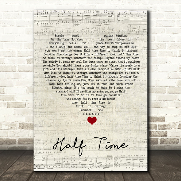 Amy Winehouse Half Time Script Heart Song Lyric Quote Music Print