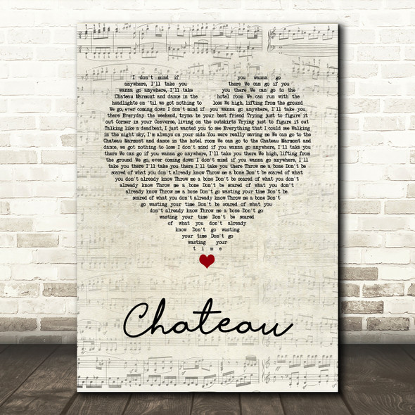 Angus & Julia Stone Chateau Script Heart Song Lyric Quote Music Print