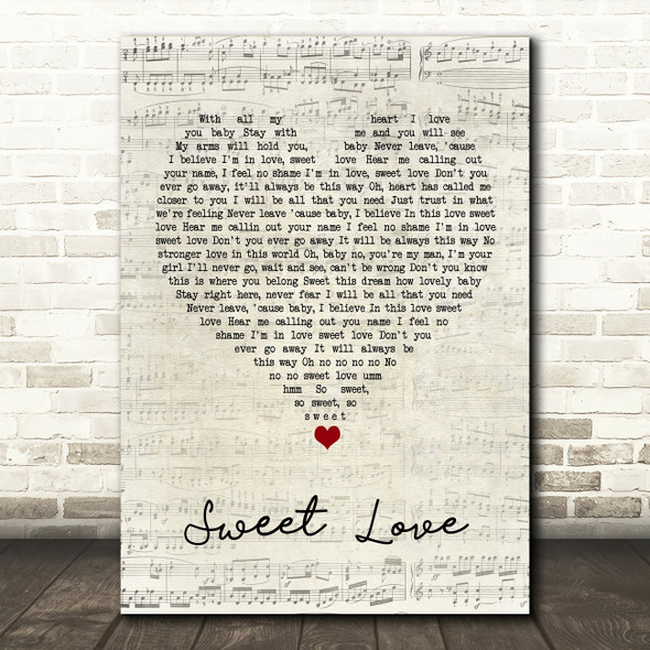 Anita Baker Sweet Love Script Heart Song Lyric Quote Music Print