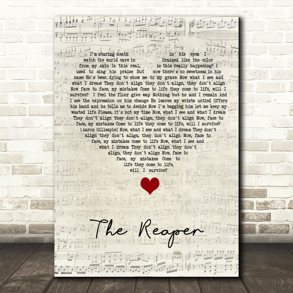 As It Is The Reaper Script Heart Song Lyric Quote Music Print