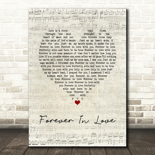 Brighten Forever In Love Script Heart Song Lyric Quote Music Print