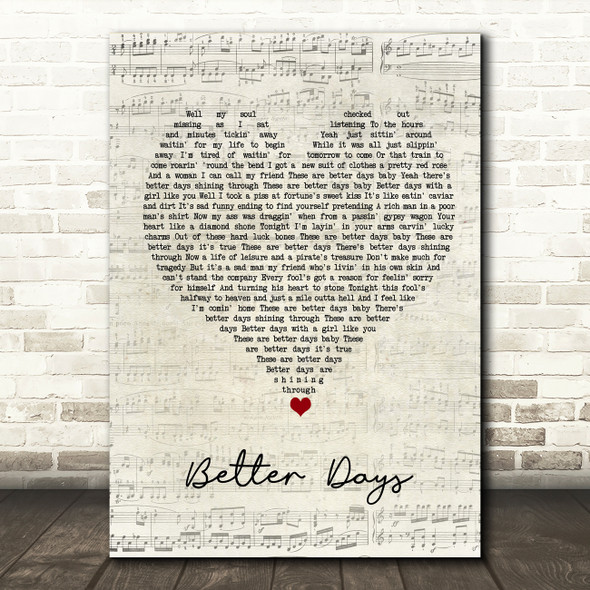 Bruce Springsteen Better Days Script Heart Song Lyric Quote Music Print