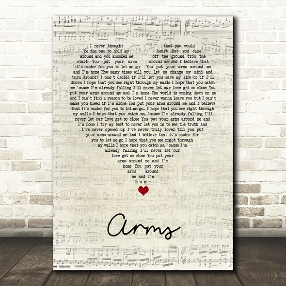 Christina Perri Arms Script Heart Song Lyric Quote Music Print