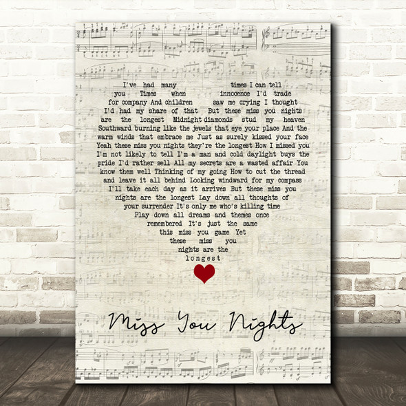Cliff Richard Miss You Nights Script Heart Song Lyric Quote Music Print