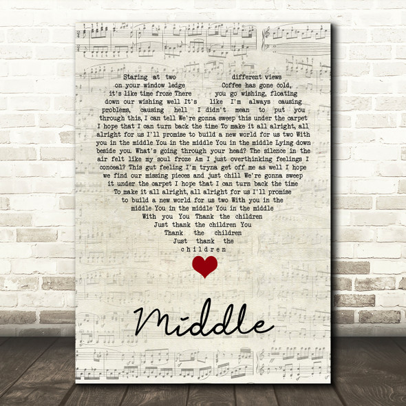 DJ Snake Middle Script Heart Song Lyric Quote Music Print