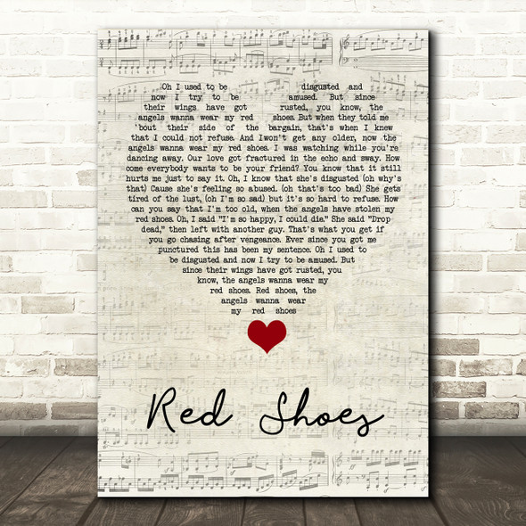 Elvis Costello (The Angels Wanna Wear My) Red Shoes Script Heart Song Lyric Quote Music Print