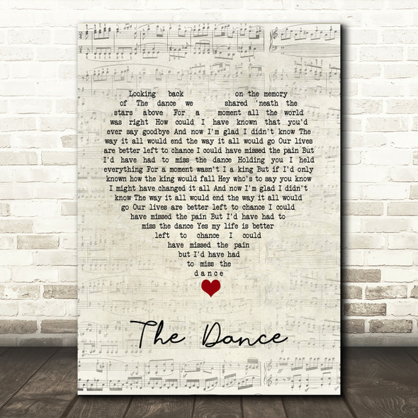 Garth Brooks The Dance Script Heart Song Lyric Quote Music Print