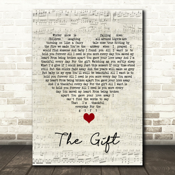 Jim Brickman The Gift Script Heart Song Lyric Quote Music Print