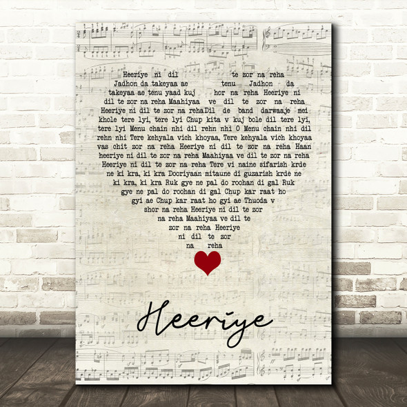 Kamal Khan Heeriye Script Heart Song Lyric Quote Music Print