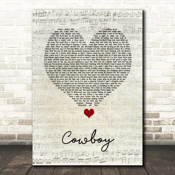 Kid Rock Cowboy Script Heart Song Lyric Quote Music Print
