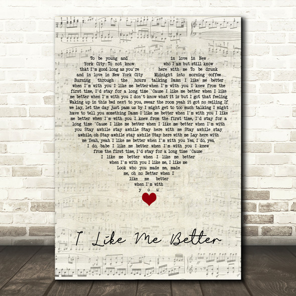 Lauv I Like Me Better Script Heart Song Lyric Quote Music Print
