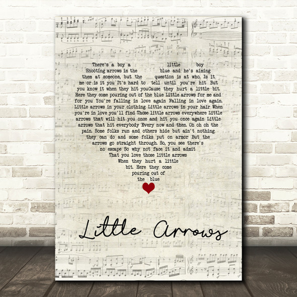 Leapy Lee Little Arrows Script Heart Song Lyric Quote Music Print
