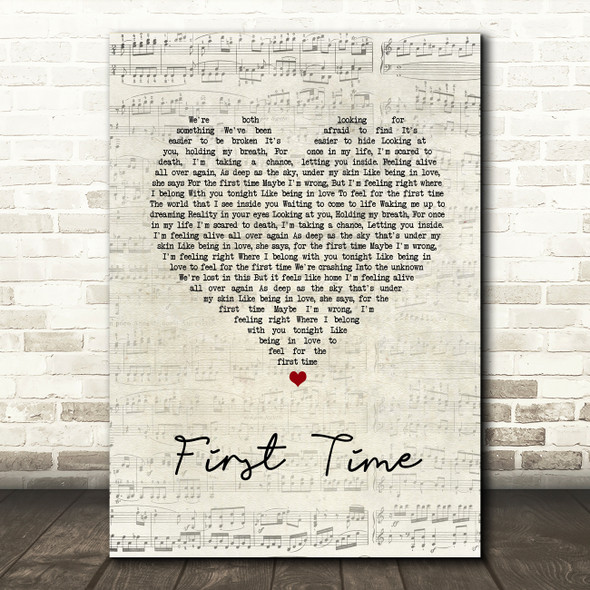 Lifehouse First Time Script Heart Song Lyric Quote Music Print