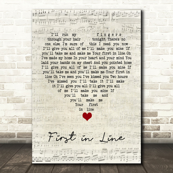 Matthew Mayfield First in Line Script Heart Song Lyric Quote Music Print